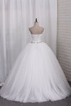 2022 Robes de mariée New Tulle Ball Gown Sweetheart Ruched Bodice Lace Up Back
