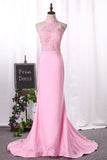 2024 New Arrival Mermaid Prom Dresses Sexy High Neck Spandex Covered Button
