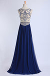 2022 vente chaude Scoop une gamme complète longueur robe de bal Tulle perlé corsage en mousseline de soie Jupe