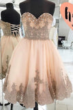 2024 Hot Selling Tulle Homecoming Robes Une ligne Sweetheart Avec Appliques Lace Up