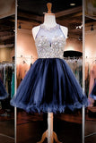 2024 Scoop A Line Beaded Bodice Homecoming Robes Tulle Short / Mini