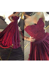 2022 A Line Sweetheart Satin With Applique Sweep Train Prom Robes
