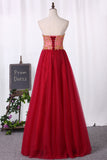 2024 A Line Sweetheart Tulle With Beading Floor Length Robes de bal