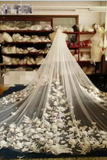 2024 Superbe voile de mariée Longueur 3 mètres Largeur 3 mètres Tulle avec des fleurs faites à la main
