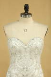 2022 Hot Plus Size chérie robes de mariée sirène en organza avec des perles et strass