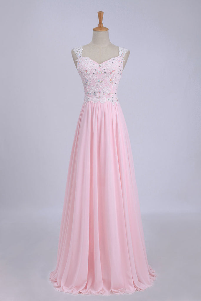 2024 V-Neck A-Line / Princess robe de bal Tulle &amp; mousseline Perles avec et appliques