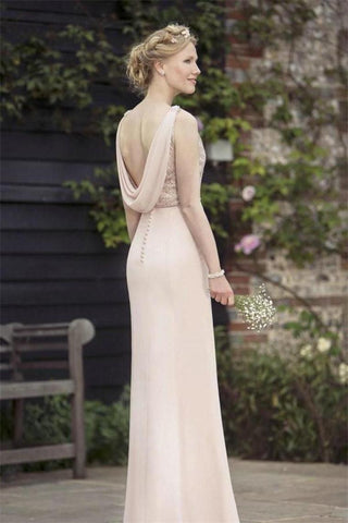 Longueur de plancher rose clair charmant longueur dos ouvert élégant robes de demoiselle d&#39;honneur