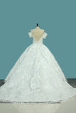 2024 luxueux robe de bal en satin de la robe de mariée d&#39;épaule avec des appliques et des perles