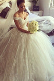 2024 Tulle &amp; Lace Off The Shoulder Robes de mariée Robe de bal avec appliques