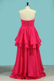 2024 A Line Sweetheart Prom Robes Ruched Bodice Chiffon