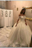 Robes de mariée de luxe en robe de 2024 Robes de mariée à manches longues Tulle avec appliques