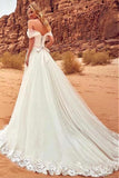 Charmante robe de mariée longue en tulle à l&#39;épaule avec appliques