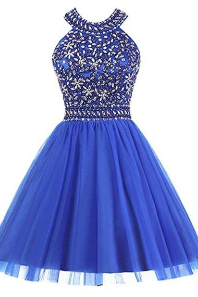 2024 Homecoming Robes A Line Scoop Tulle With Beading Short / Mini